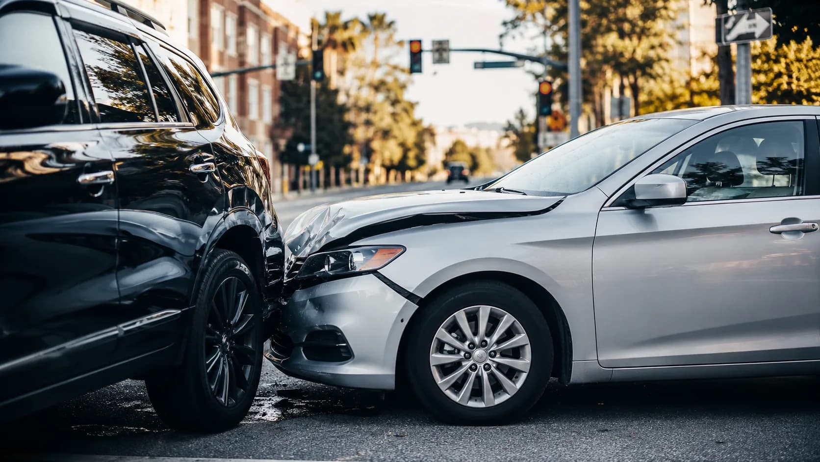 Car crash scene on a Virginia Beach road